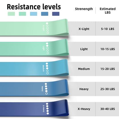 Resistance Bands for Working Out, Home Gym Exercise Workout Bands for Women and Men, 5 Set of Stretch Bands for Booty Legs