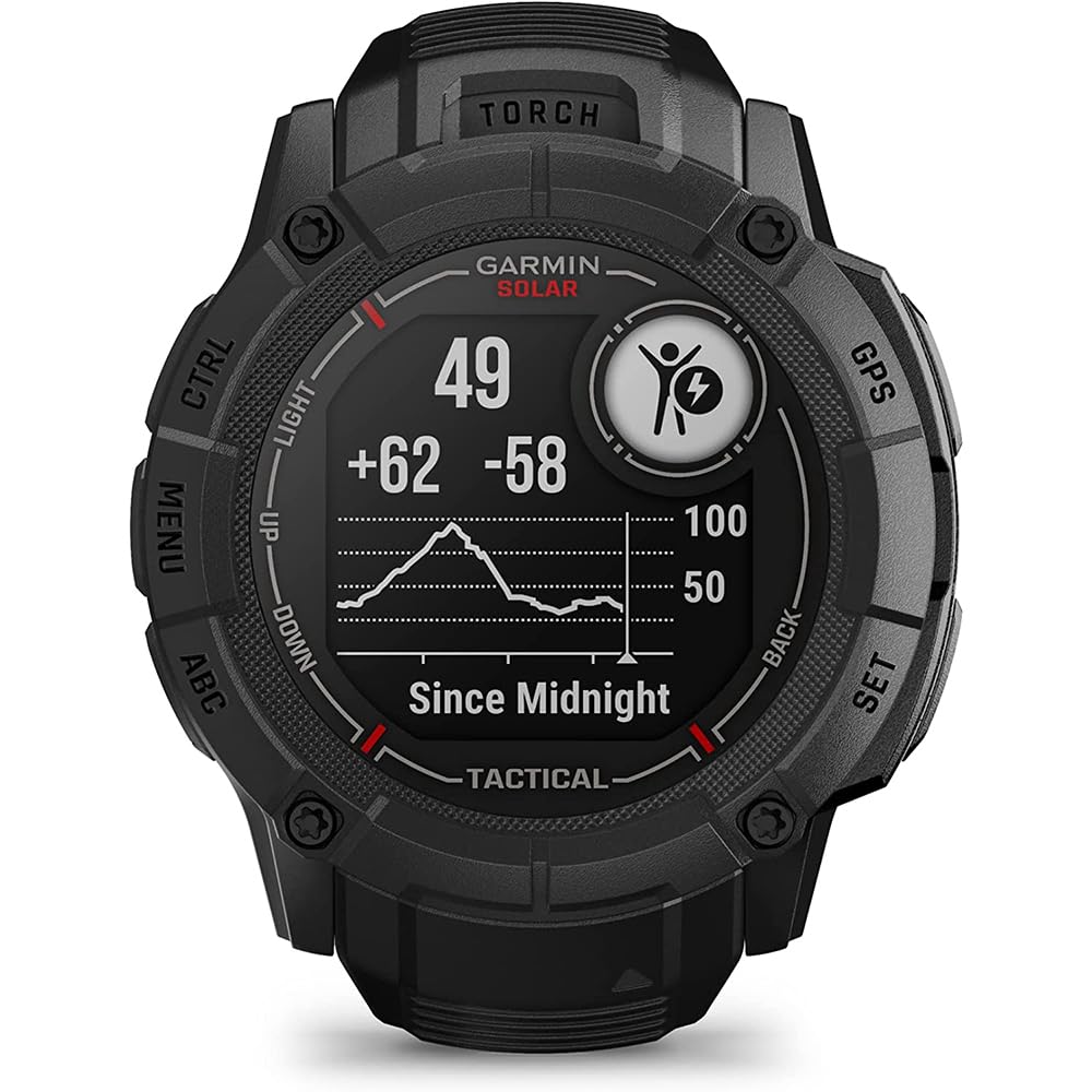 Garmin Instinct 2X Solar Tactical Edition, Solar Charging, Rugged GPS Smartwatch, Built-in Flashlight, Ballistics Calculator, Black 010-02805-13 Bundle with Deco Essentials Charging Dock Kit