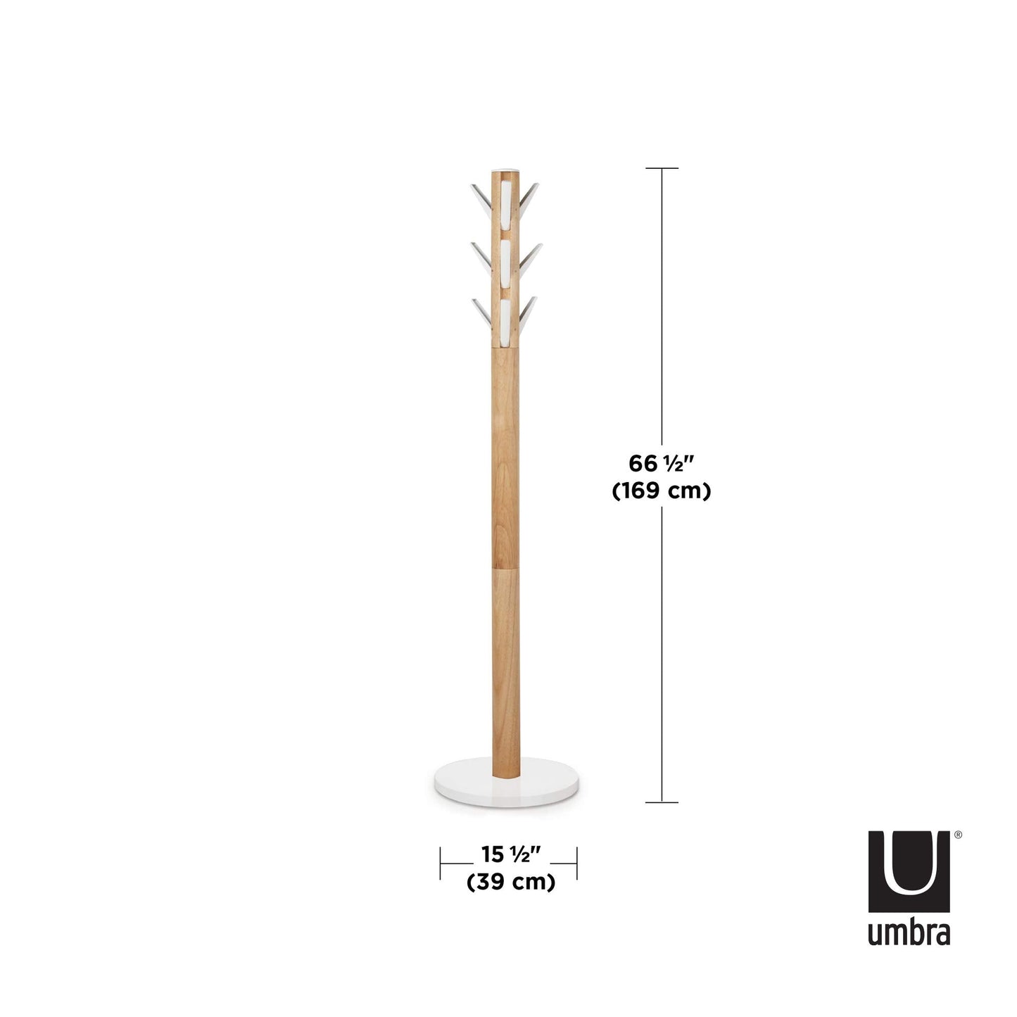Umbra Flapper Coat Rack, Clothing Hanger, Umbrella Holder, and Hat Organizer, Great for Entryway, White Natural