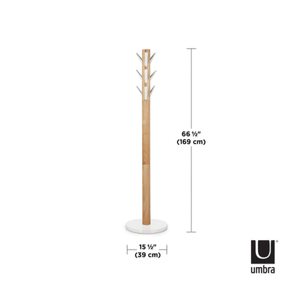 Umbra Flapper Coat Rack, Clothing Hanger, Umbrella Holder, and Hat Organizer, Great for Entryway, White Natural