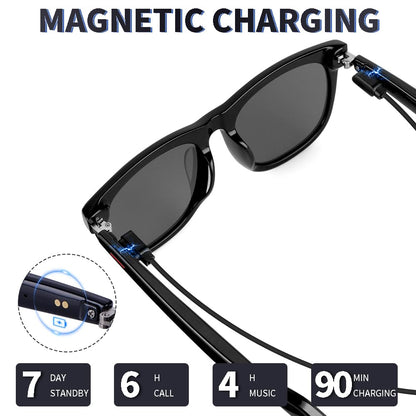Smart Sunglasses Glasses for Men Women with AAC Speaker Open Ear Music Touch Buttons Remote Photo Voice Assistant Hand-free Calling, Unisex Audio Intelligent Bluetooth 5.0, Great Gift for Friends