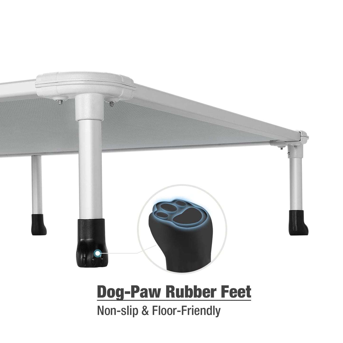 Veehoo Chew Proof Elevated Dog Bed - Cooling Raised Pet Cot - Silver Aluminum Frame and Durable Textilene Mesh Fabric, Unique Designed No-Slip Feet for Indoor or Outdoor Use, Grey, XX-Large, CWC2003