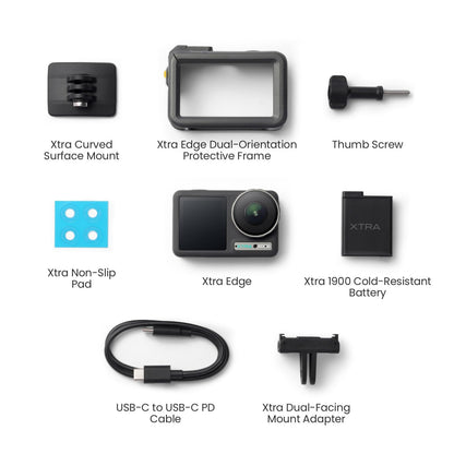 Xtra Edge Action Camera, 1/1.3" Sensor & 4K Cinematic Video, Hyper Stabilization, Waterproof Camera to 52 Ft, 3-Hour Battery, Universal Quick Mount, Vlogging Camera for Adventure Photography
