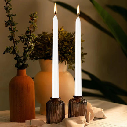 YOROXRG 100Pack White Taper Candles, 7-8 Hours Burn Time, Unscented, Smokeless and Dripless, 0.75 x 10 Inch Dinner Candle Set for Household, Wedding, Party and Home Décor Candlesticks