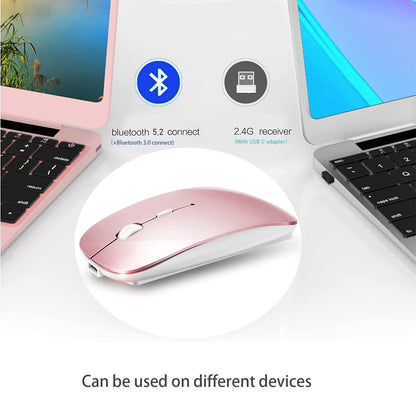 Bluetooth Wireless Mouse for Laptop mac MacBook ipad MacBook air MacBook pro pc Desktop Computer Windows Chromebook Notebook (Silver)