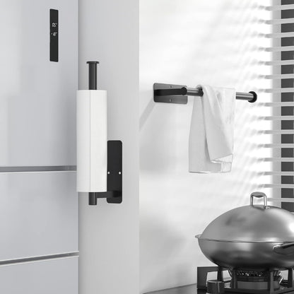 ASTOFLI Paper Towel Holder - No Drill, Self-Adhesive Wall Mount for Kitchen | 304 Stainless Steel Matte Black