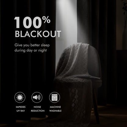 MIULEE 100% Blackout Linen Textured Curtains - Thermal Insulated Taupe Drapes | 52 x 96 Inch (2 Panels)