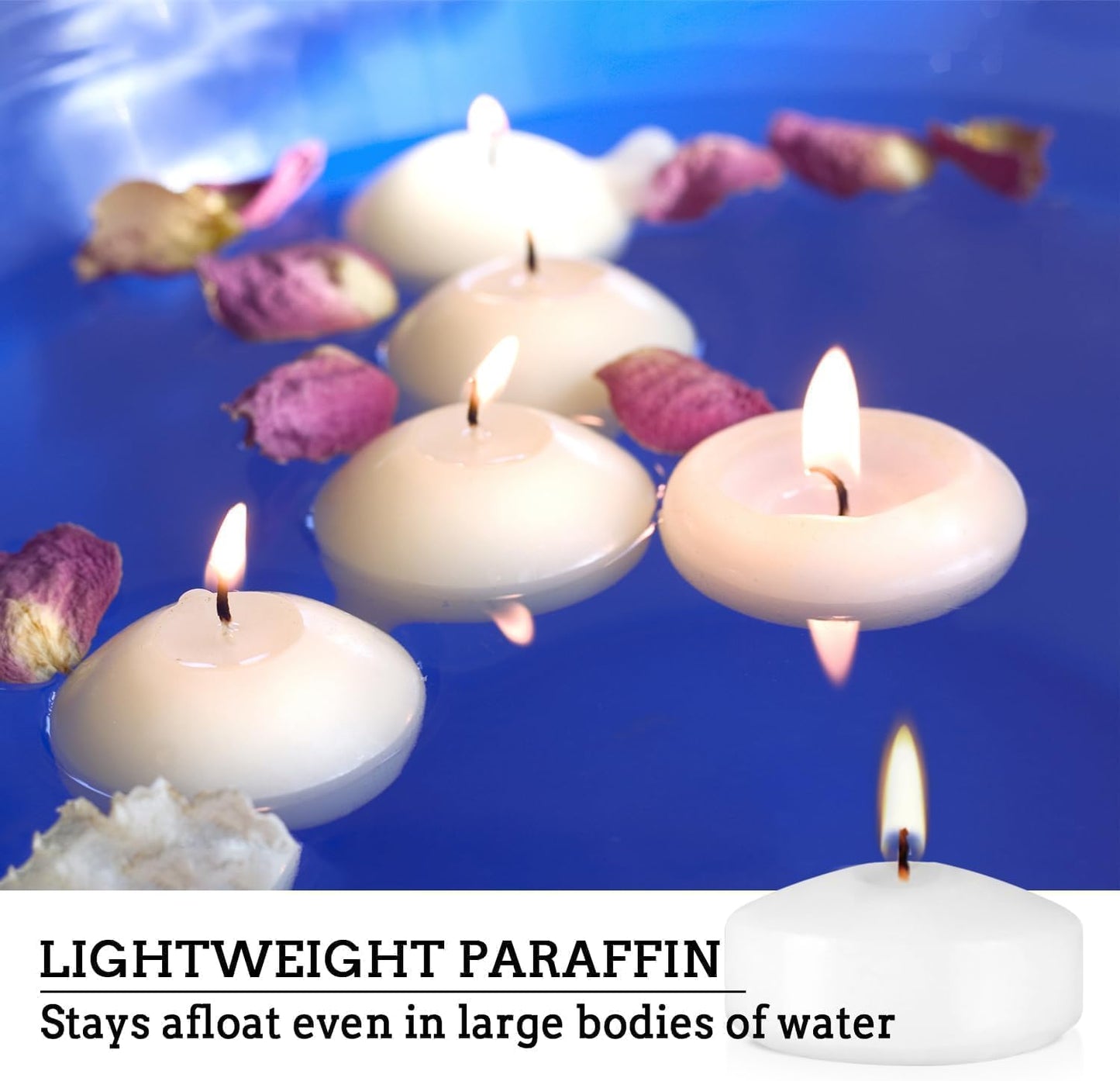 YOROXRG 50 Pack of 2-Inch White Floating Candles - Ideal for Weddings, Home Décor, Spa Baths, and Romantic Settings