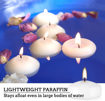 YOROXRG 50 Pack of 2-Inch White Floating Candles - Ideal for Weddings, Home Décor, Spa Baths, and Romantic Settings