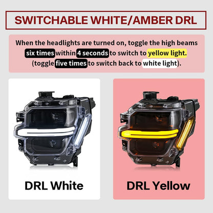 COOLCMP Projector Headlights for F150 2024-2026 14th Gen F-150 Frontlights Head Lamp with Start-Up Animation Switchable White/Amber DRL Sequential Turn Signal, Only Fit Base Models[XL STX XLT Tremor]