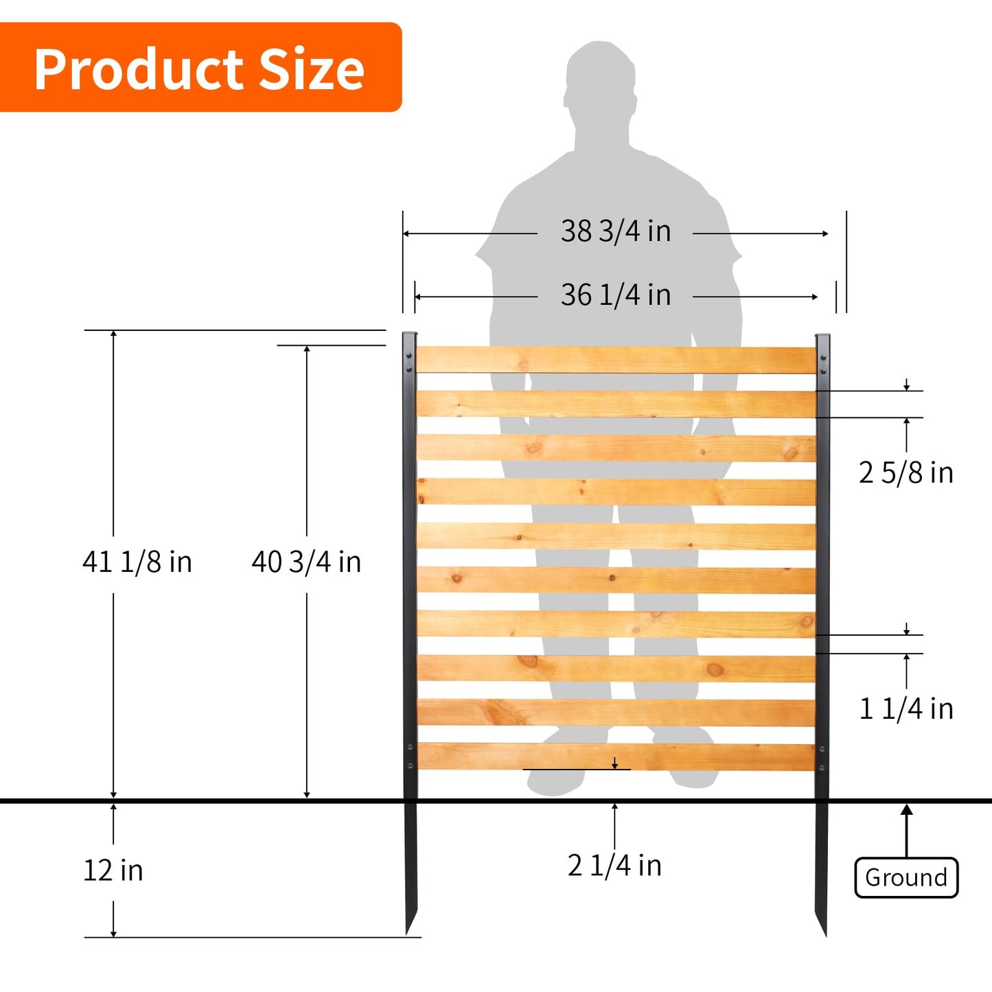 Svarog Outdoor Privacy Screen Fence Panels,Wood Privacy Screen Slatted No-Dig Fence kit for Air Conditioner,Trash Can,Pool Equipment Enclosure,38”W x 42”H,3 Panels