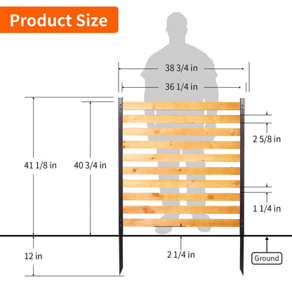 Svarog Outdoor Privacy Screen Fence Panels,Wood Privacy Screen Slatted No-Dig Fence kit for Air Conditioner,Trash Can,Pool Equipment Enclosure,38”W x 42”H,3 Panels