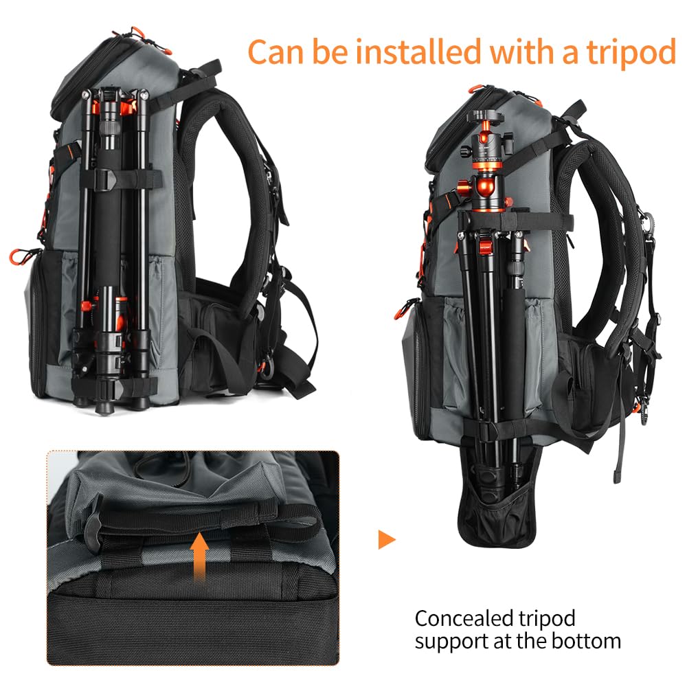 K&F CONCEPT Camera Bag EVA Waterproof 2 in 1Camera Backpack Shoulder Bag 32L Large Capacity with Rain Cover Storage for 15.6" Laptop for Photography