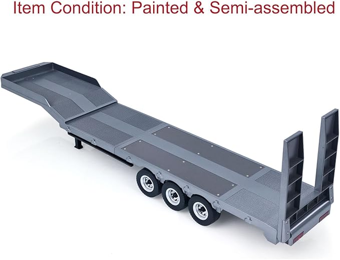 73.5Cm Plastic Semi Trailer Flatbed 1502 for 1/18 Remote Control Tractor Truck Huina 1501 Electronic Support Legs Tail Board fit with TH25071 770S Tractor for Ages 14+(Gray)