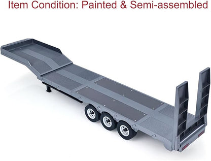 73.5Cm Plastic Semi Trailer Flatbed 1502 for 1/18 Remote Control Tractor Truck Huina 1501 Electronic Support Legs Tail Board fit with TH25071 770S Tractor for Ages 14+(Gray)