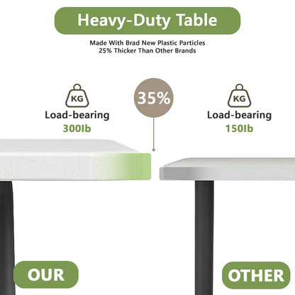 FurniEdge Folding Table 8FT Heavy Duty Plastic Table with Handle, Foldable&Portable, Fold-in-Half Utility Tables for Outdoor, Dining, Wedding, Events, Indoor, Picnic, Camping, Party, White