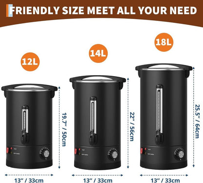 PeacefulHues 80 Cup Commercial Coffee Urn - 12L/3.2Gal Stainless Steel Electric Coffee Maker With Double Wall Insulation, Hot Beverage & Water Dispenser for Weddings, Parties, Catering, Buffets