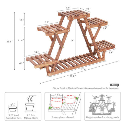 COOGOU Wood Plant Stand Indoor, 6 Tiered Plant Shelf for Multiple Plants RackTriangle , A Shape Corner Flower Pot Holder for Windowsill Patio Balcony Garden Living Room (Retro,Wooden)