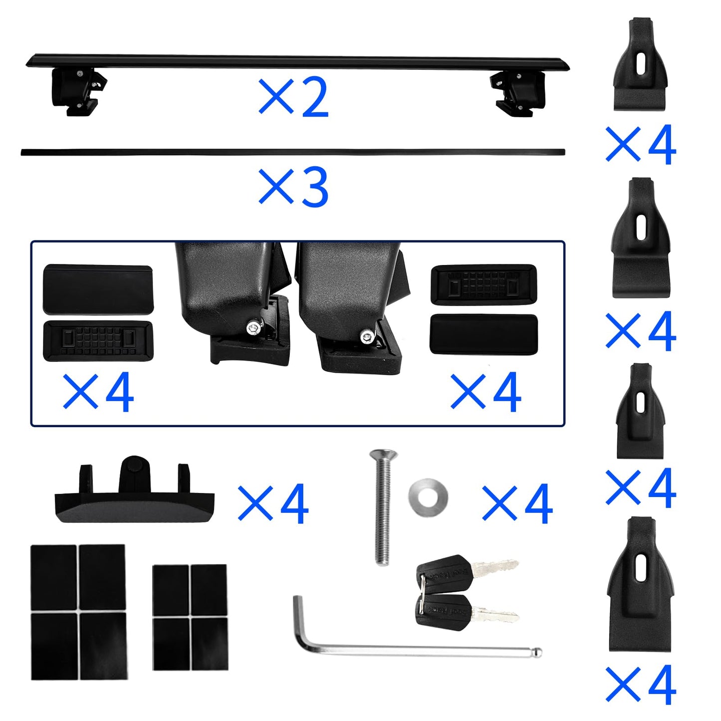YHAAVALE 55" Roof Rack Cross Bars,Adjustable Aluminum Crossbars Replacement for Cargo Carrier Kayak Bike Snowboard