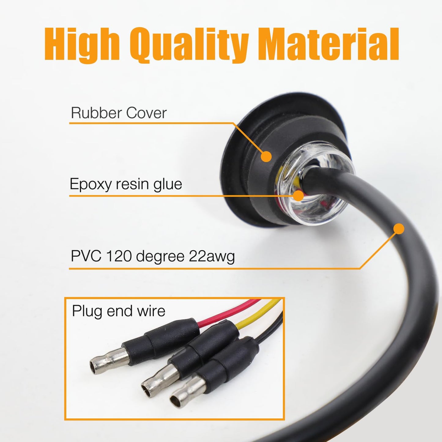 MADCATZ 100 Pcs 3/4" Mini Round Amber to Purple Side Marker Lights with Bullet Connector Plug + 2 Prong Wire Harness Roll, 100 Female Plugs - 6.5 inch Lead for Truck Trailer Pickup 12V DC