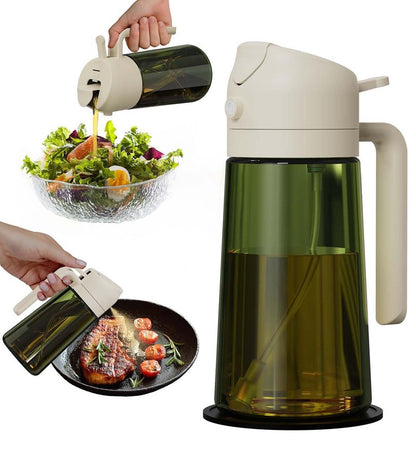 ZEREN 2 in 1 Glass Oil Dispenser & Sprayer, 16oz/470ml Glass Olive Oil Sprayer with Silicone Protective Pad, Cooking Oil Sprayer Bottle for Kitchen Gadgets and Air Fryer Accessories