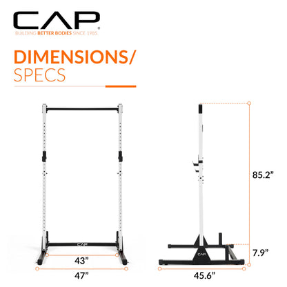CAP Barbell Power Rack with Pull Up Bar & Attachments - Squat Rack & Strength Training Power Cage for Home Gym - Carbon