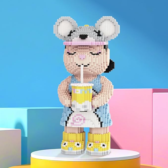 HOOLEDAY Bear Micro Building Blocks Bubble Tea Design Bearbrick Set (5700 PCS) Creative Home &amp Office Decor Gift for Adults and Kids