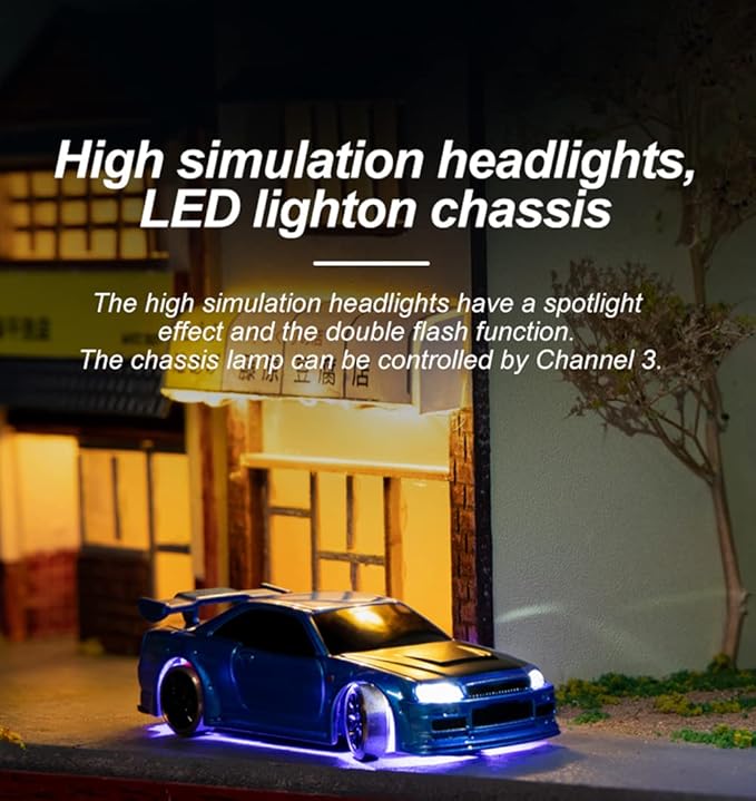 1:76 Turbo Racing Scale RC Sport Car Table Racing Remote Control Mini Model Car Full Proportional RTR Kit Toys (C64 Blue)