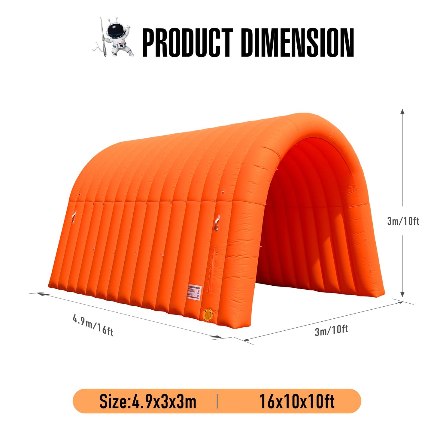 16x10x10Ft Inflatable Sports Tunnel Entrance with Built-in Blower,Inflatable Tunnel Tent for Business Promotion, Trade Shows, Advertising & Exhibitions (Orange)