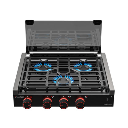 CAMPLUX Elite RV Stove 3 Burners, 21,000 BTU Propane Cooktop with Tempered Glass Cover & Flame Failure Protection, 21-Inch Slide-In Gas Rangetop for RVs, Campers, Motorhomes, and Boats, Black