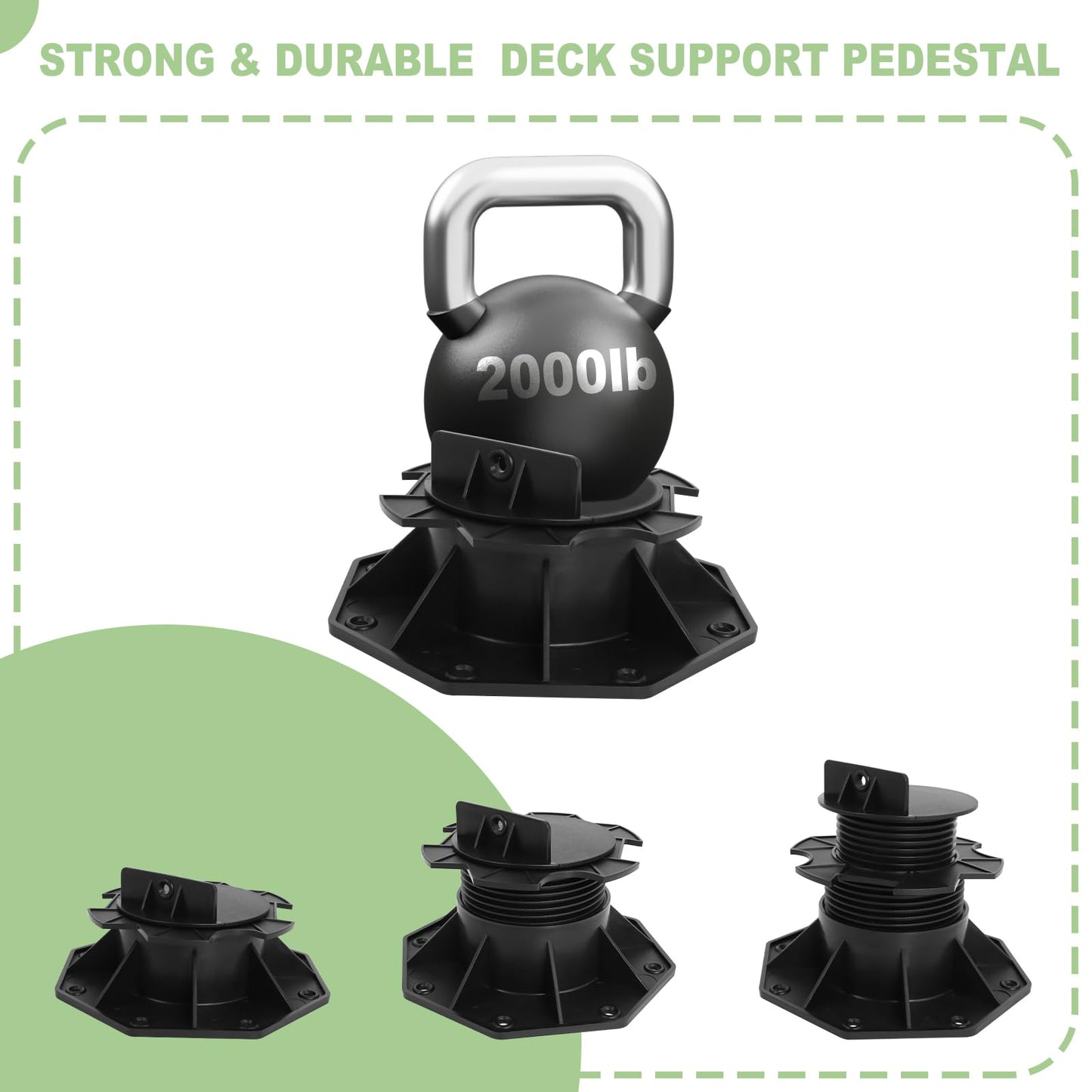 24Pack Adjustable Deck Support Pedestal, Deck Foundation Support Base for Floating Deck Platform, Deck Blocks Adjustable Deck Plastic Supports Pedestal Paver 2-3/8" to 5-1/2" by MCCKLE