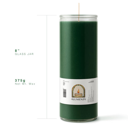 Alumenza 3 Pack Green 7 Day Candles in Glass Jar – Paraffin Wax, Clean Burning Unscented | Large & Tall Devotional Prayer Pillar Candles for Home, Memorial, Spells, Long Lasting