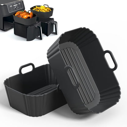 PINTAUR Silicone Air Fryer Liners 2 Pack, Reusable Liners Compatible for Ninja Foodi DZ201, DZ401, DZ550, COSORI, Chefman, Instant Air Fryer, and 6-in-1 8-10QT AirFryer Baskets