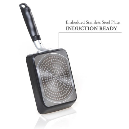 TECHEF - Tamagoyaki Japanese Omelette Pan/Egg Pan Skillet, PFOA-Free, Dishwasher Safe, Induction-Ready, Made in Korea (Black/Medium)