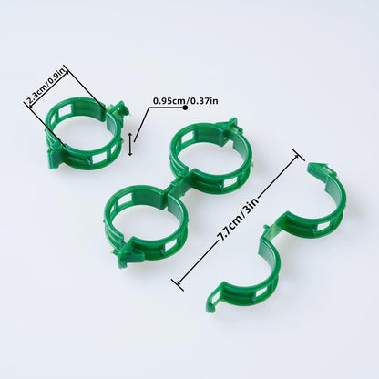 Skiennix Plant Support Clips - 100 Pcs Durable Plastic Clips for Securing Tomato Vines & Climbing Plants | Green