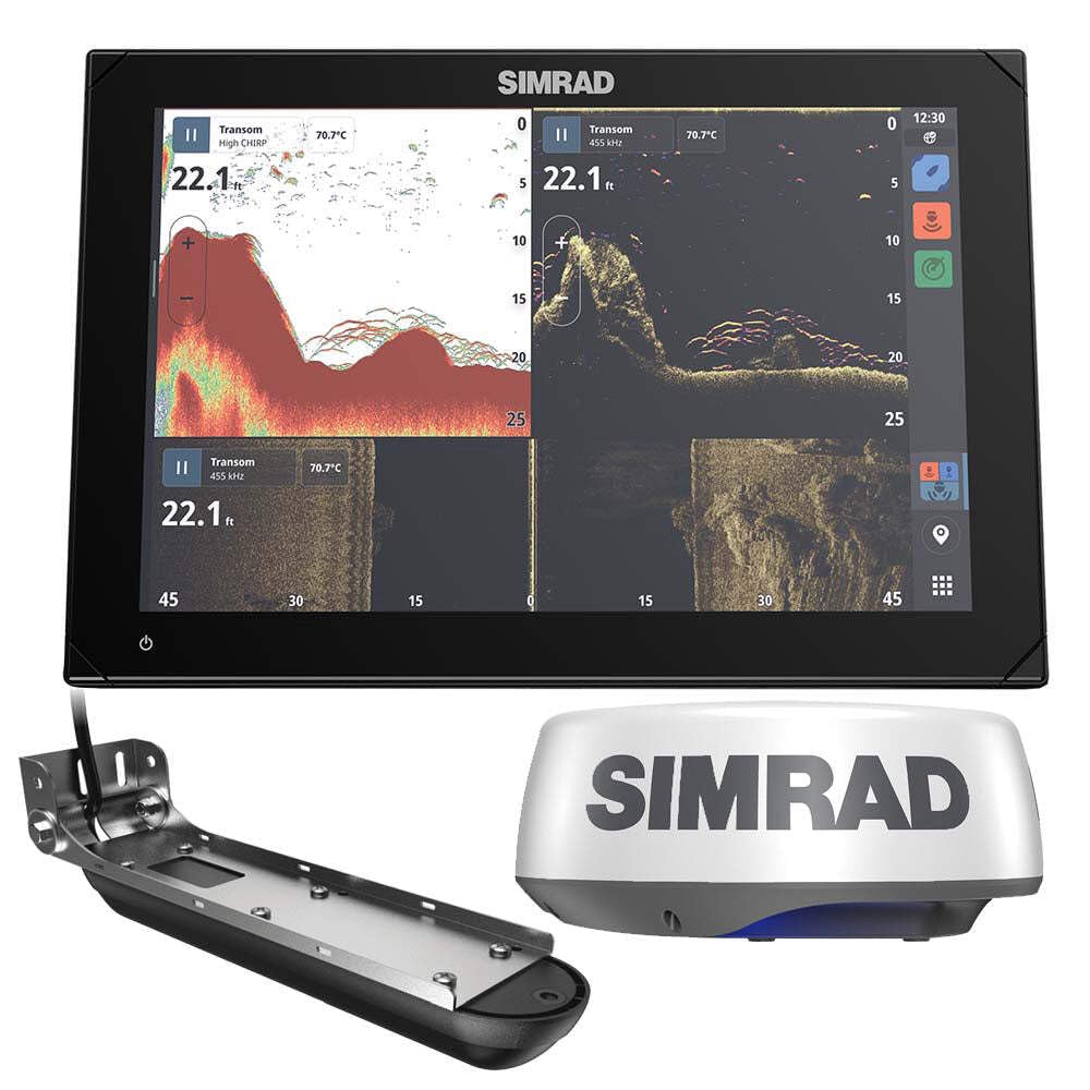 Simrad 000-15378-001, NSX 3012, Chartplotter and Fishfinder with Active Imaging 3-in-1 Transducer, HALO20+ Radar & C-MAP Discover X Charts, 12 Inch, Black