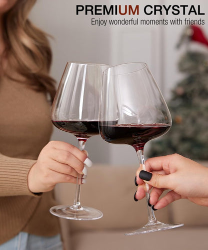 OJA Red Wine Glasses Set of 2, Large Burgundy Glasses 23 OZ, Hand Blown Crystal Glass Light, Clear, Best for Wine tasting, Birthday, Christmas, Anniversary, Father's Day