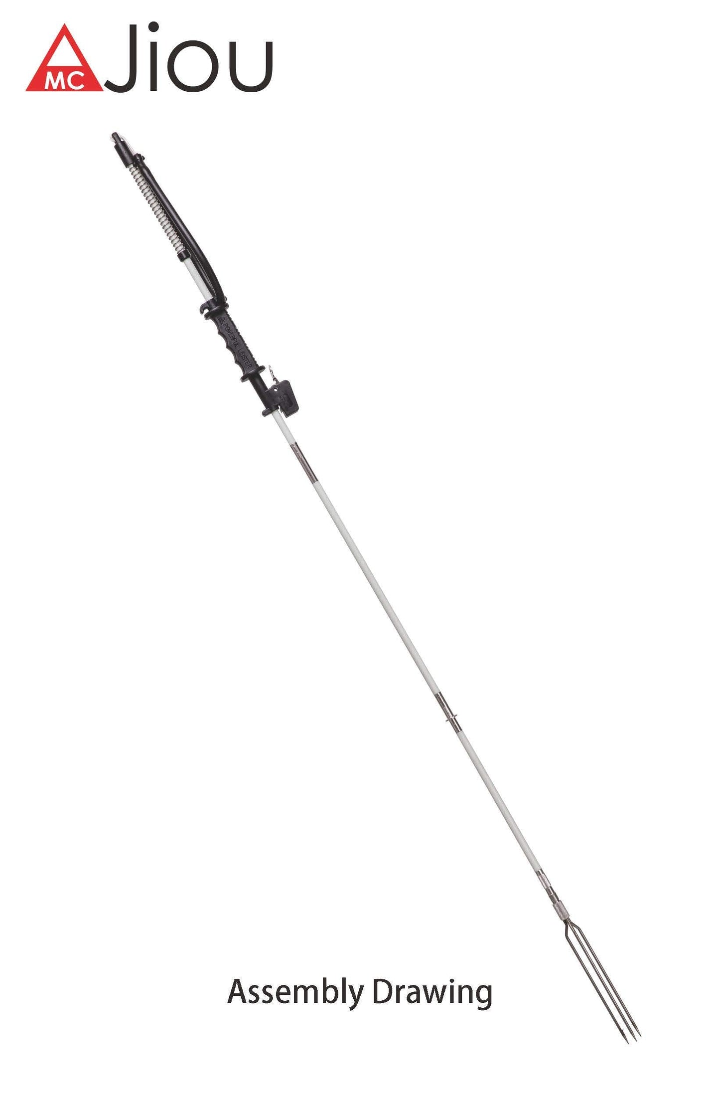 A MC JIOU Fishing Pole Spear Trigger Glass Fiber 5.5' Travel 3 Pieces Hawaiian Sling with 3 Prong Tip and Bag