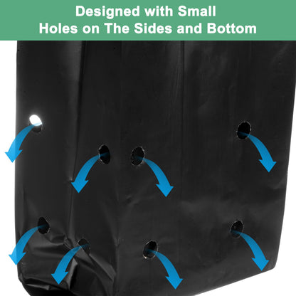 M METERXITY 200-Pack Nursery Growing Bags, 6.7" x 9.8" Thicken Plastic Nursery Bags, Gardening Seed Plant Bags for Potato/Flower/Tomato/Plant Starts/Home Gardening Supplies [Black]