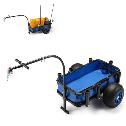 ONECHOI Beach Fishing Cart, 13" Big Wheels Black PU Solid Balloon Tires for Sand, Fishing Wagon Cart Large Capacity with 32-1/4" L x 16" W Liner and PP Plate, Heavy Duty Surf Cart w/Bicycle Hitch