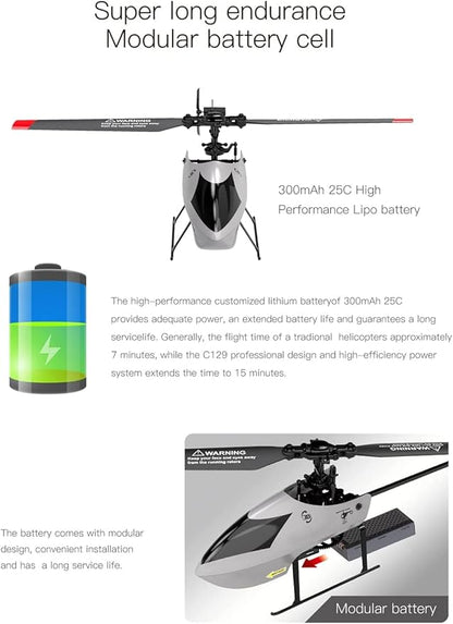 GoolRC C129 V2 RC Helicopter 4 Channel Remote Control Helicopter with 6-Axis Gyro 2.4GHz RC Aircraft with 3D Flips Altitude Hold One Key Take Off/Landing and 3 Batteries for Adults and Beginners