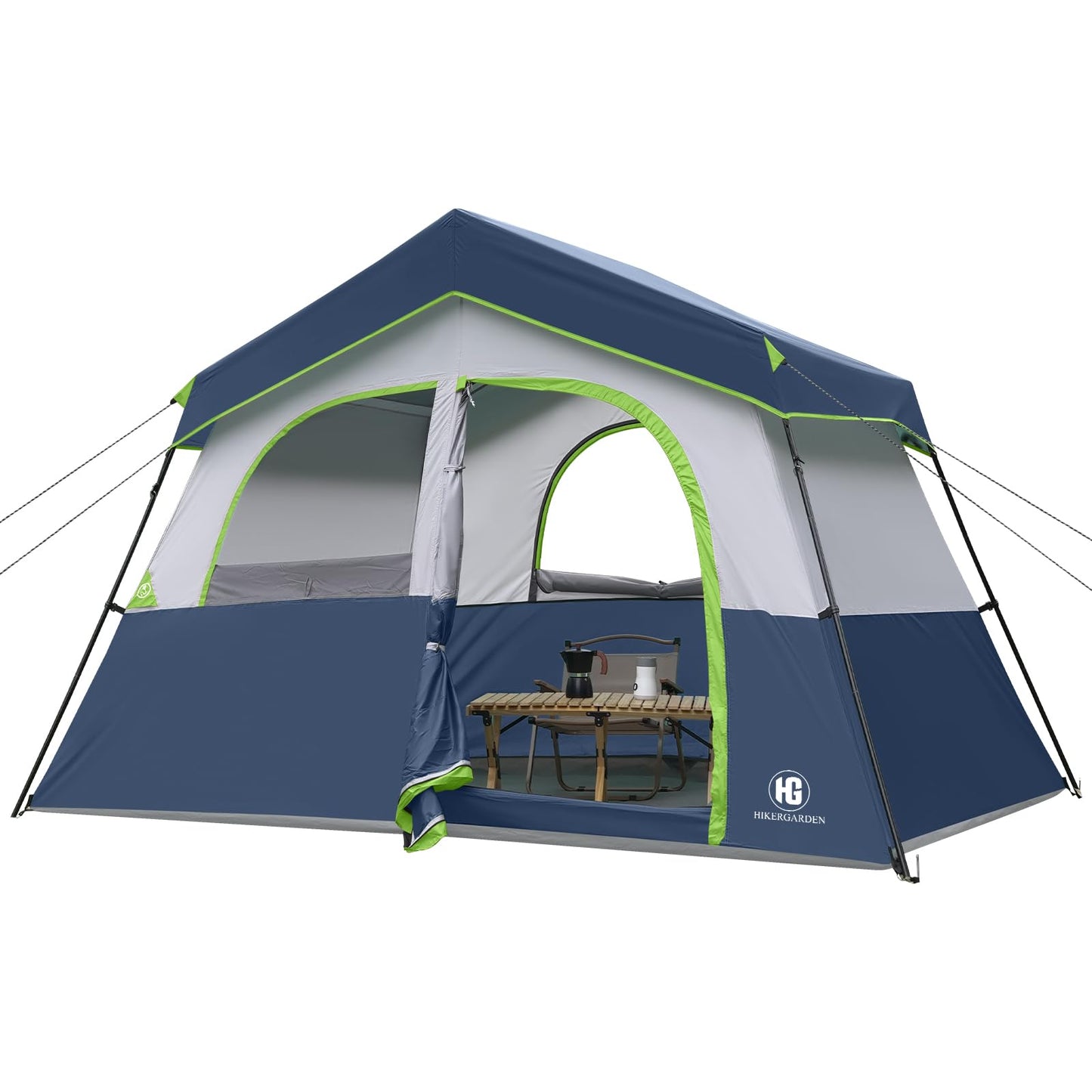 HG 6 Person Camping Tent - Portable Cabin Tent for Camp, Windproof Fabric Easy Set Up Family Tent Outdoor for Hiking, Backpacking, Traveling (Dark Blue)