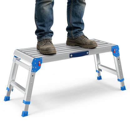 Loyoda Heavy Duty Work Platform, 600 lbs Capacity Folding Work Platform with One-Touch Automatic Fold, 4 Levels Adjustable Height, Portable Step Stool for Home Repair, Painting, Car Wash, Kitchen