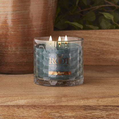 Root Candles Holiday Scented Candles Honeycomb Glass Premium 3-Wick Handcrafted Beeswax Blend Candle, 12-Ounce, Bayberry