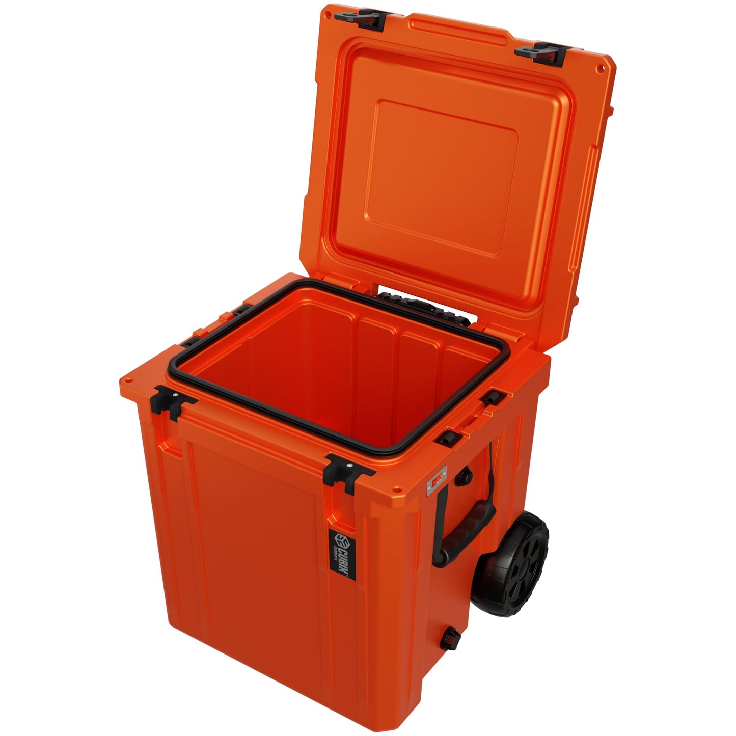 Cubix Outdoors QuadraX 46QT Wheeled Rotomolded Portable Hard Cooler for Camping, Fishing, Beach | Heavy Duty Insulated Ice Chest with Wheels and Handle | Cold Retention 5 Days (Ember Orange)
