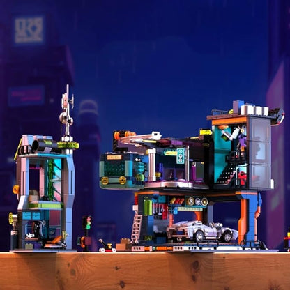 Cyberpunk Repair City Building-Bricks Set with Future Sports Car Future City Modular Buildings Set Display Idea for Adults and Sci-fi Lovers Creative Gift for Adults 2098pcs