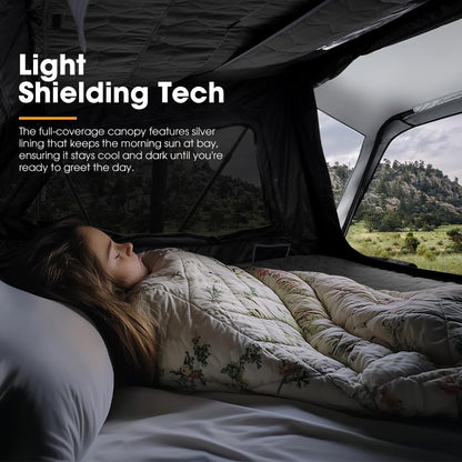 SanHima Rooftop Tent Hard Shell - CapeTop Overland Aluminium Fold-Out Roof Top Tent 131.5LBS Lightweight, w/Digital Panel & Tri-Color LED Strip Light, for Car SUV Truck Camping, 2-3 People