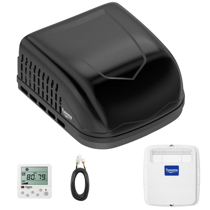 TUSOMA 18000 BTU RV Air Conditioner with Heat Pump, Non-Ducted Rooftop RV AC Unit, 110-120V Quiet Cooling & Heating, Camper AC for RV, Travel Trailer, Fifth Wheel & Food Truck, Easy Install, Black