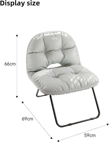 UNM Super Soft Leather Folding Chair - Portable Camping Chair with Heavy-Duty Support | Lightweight & Versatile for Travel, Picnic, Hiking, Fishing, Patio - White