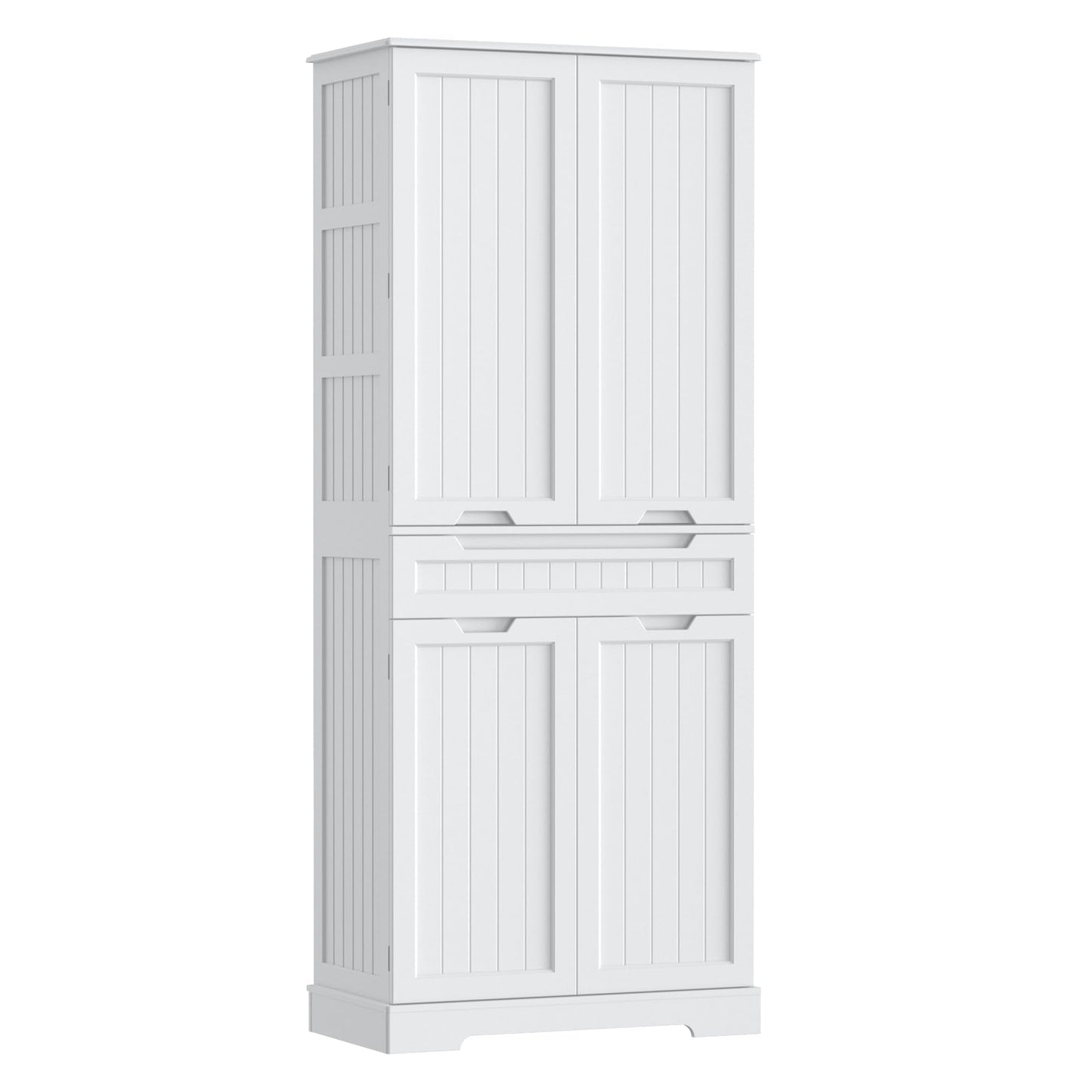 Gizoon 71" Tall Kitchen Pantry Cabinet with Doors and Adjustable Shelves, Pantry Storage Cabinet with Drawer Freestanding Organizer for Small Kitchen Bathroom Laundry Room, Painted White